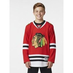 Reebok Jersey Chicago Blackhawks Hockey Red Youth Boys Small Medium S/M EUC